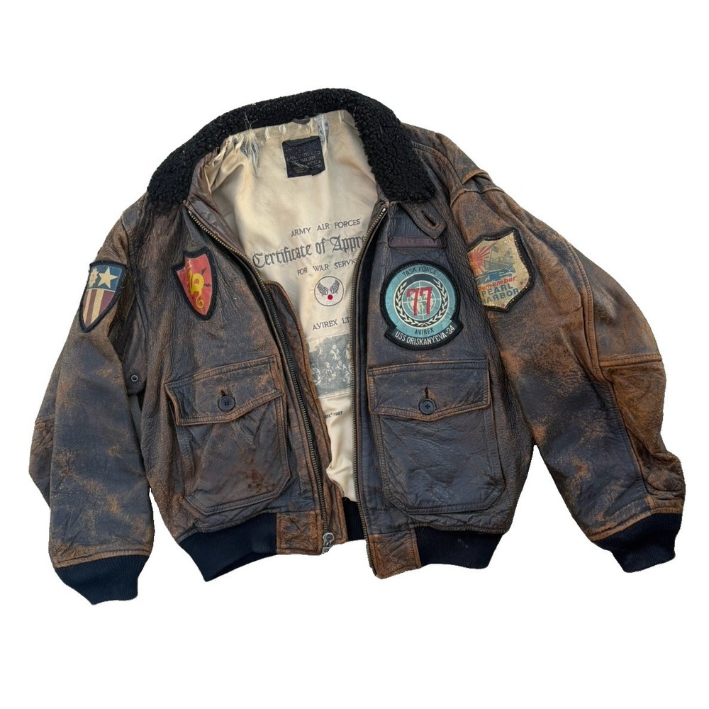 Vintage AVIREX Type G-1 Leather Flight Bomber Jacket M Russian USA RARE MILITARY